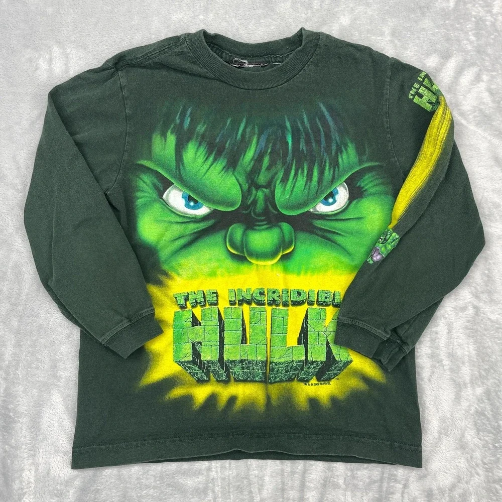 The Incredible Hulk Marvel Shirt Youth XL Green Graphic Long Sleeve Crewneck Tee